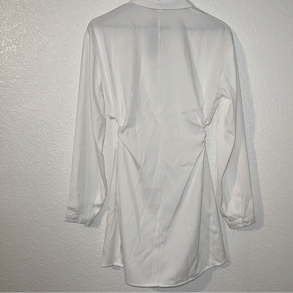 Nasty Gal White Long Sleeve Button-Up Dress - Picture 2 of 10